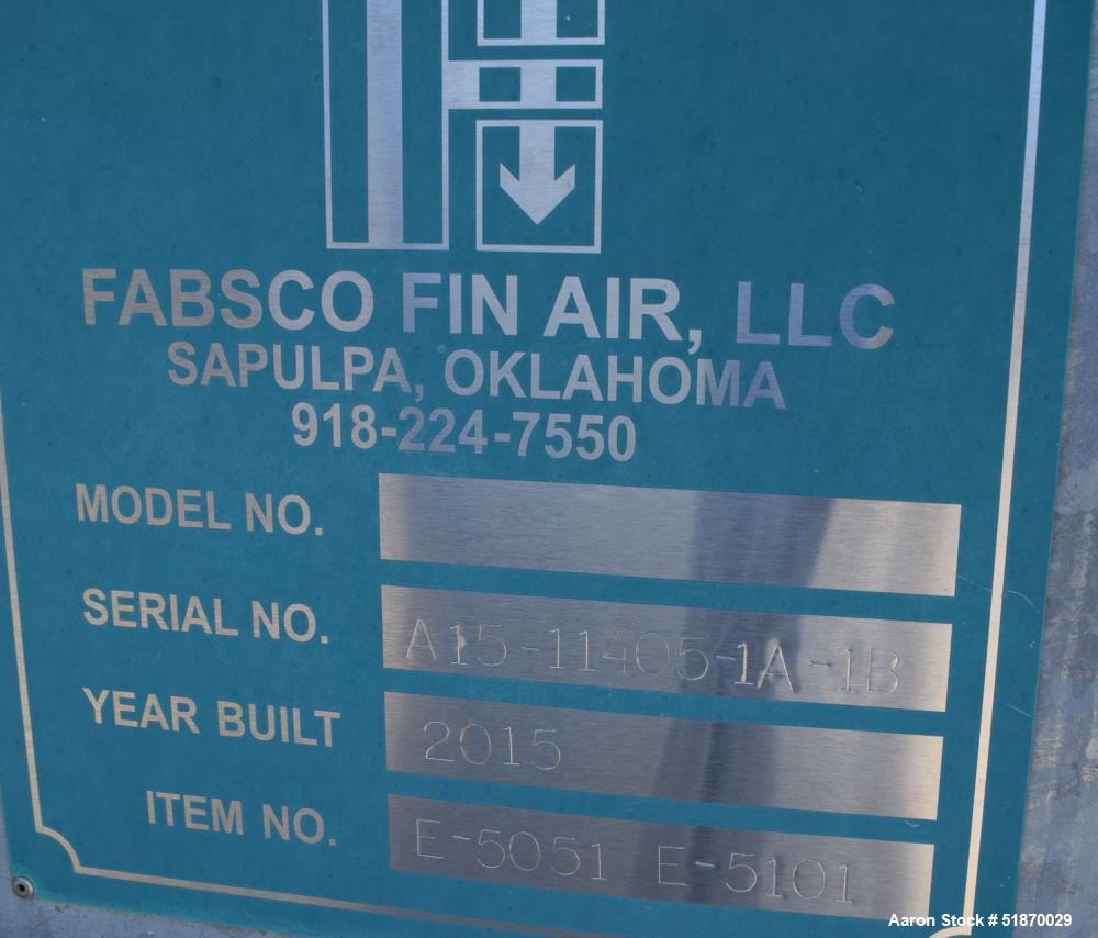 Unused- Fabsco (4) Tube Section Fin Fan Heat Exchanger, Approximate 389 Total Square Feet, Carbon Steel . (2) Tube sections each with (34) 3/4"diameter x 12' long tubes rated 100 psi at -20 to 500 de...