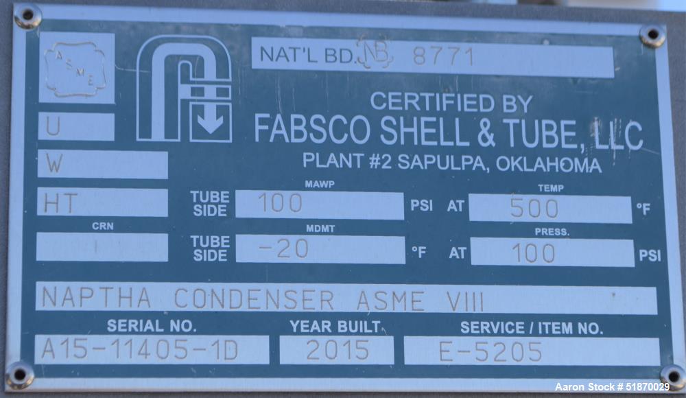 Unused- Fabsco (4) Tube Section Fin Fan Heat Exchanger, Approximate 389 Total Square Feet, Carbon Steel . (2) Tube sections each with (34) 3/4"diameter x 12' long tubes rated 100 psi at -20 to 500 de...