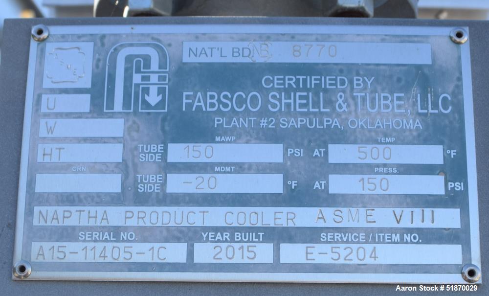 Unused- Fabsco (4) Tube Section Fin Fan Heat Exchanger, Approximate 389 Total Square Feet, Carbon Steel . (2) Tube sections each with (34) 3/4"diameter x 12' long tubes rated 100 psi at -20 to 500 de...