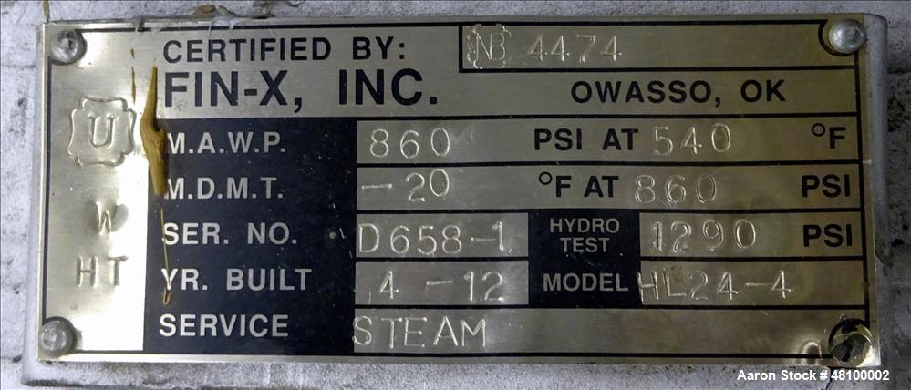 Used Fin-X Inc, Fin Tube Exchanger, Model HL24.