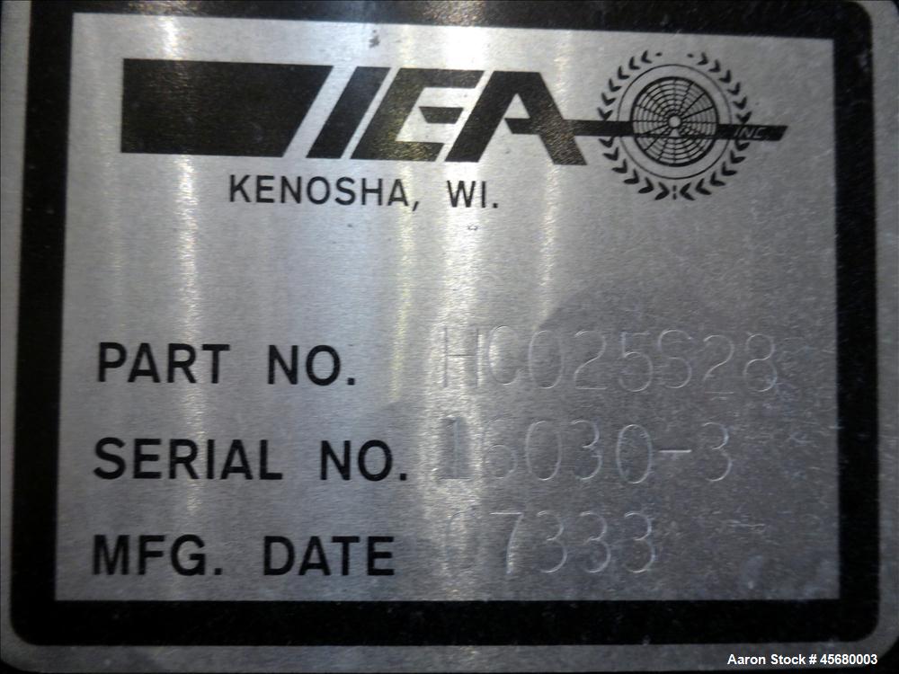 Used IEA Remote Horizontal Cooler/ Radiator, Model HC025S28. Approximate 25 square feet, copper louvered core, model 9LJ6, maximum operating pressure 20 psig, maximum operating temperature 225 degree...