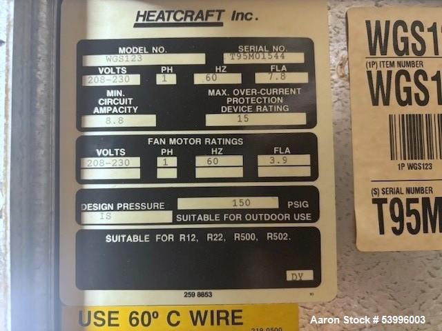 Unused Heatcraft WGS123 Fluid Cooler – 60 GPM, 12,400 CFM, Dual Fans, 150 PSIG