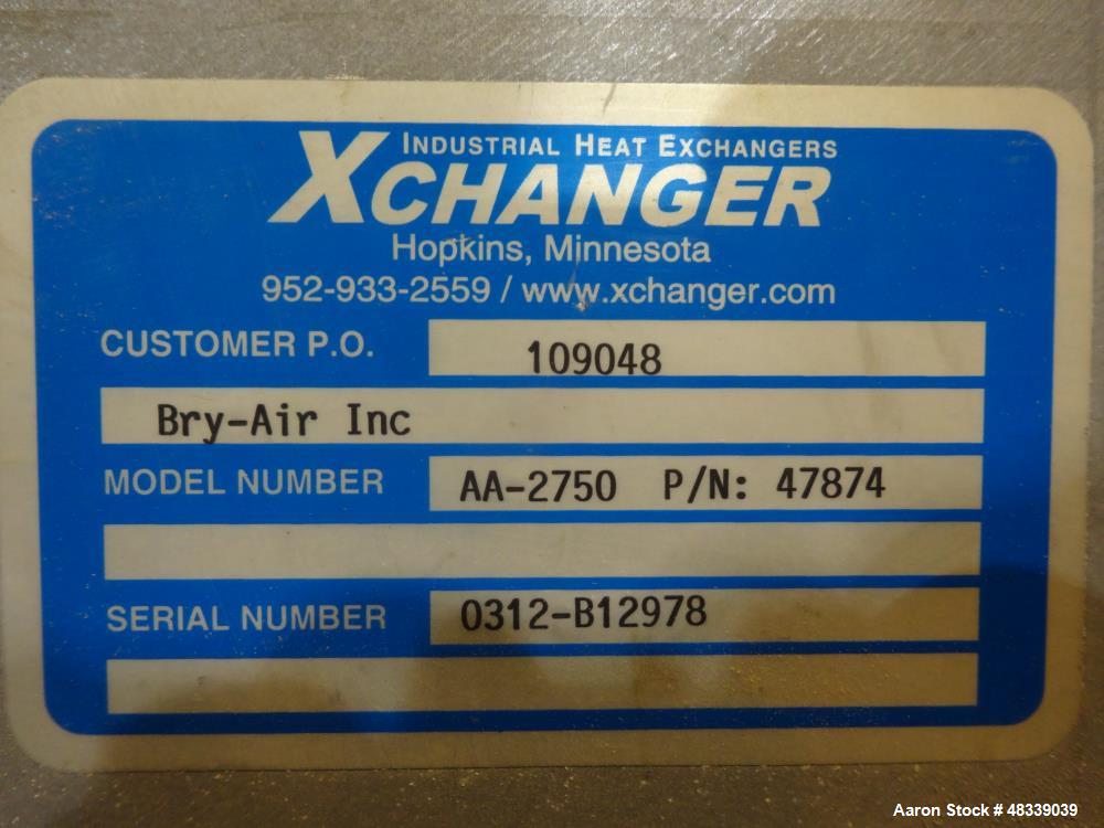 Used XChanger AA Series Industrial Air Cooled Heat Exchanger, Model AA-2750, Part# 47874. Performance process air volumetric flow rate 2,592 cubic feet per minute, total fluid entering 11,664 pounds ...