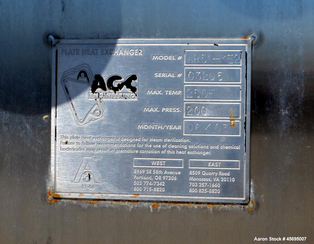 Used AGC Engineering Plate Heat Exchanger, Model AR51-ME2