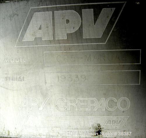 Used- APV Crepaco Plate Heat Exchanger, Model CR5, 1410 Square Feet, 304 Stainless Steel. (98) approximately 16" wide x 61" ...