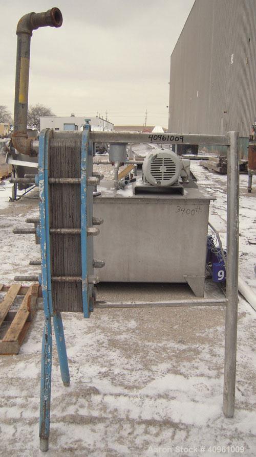 Used- APV Plate Heat Exchanger, Type HXL(6), 317 stainless steel. Approximately 61 square feet. (31) approximate 8" wide x 3...