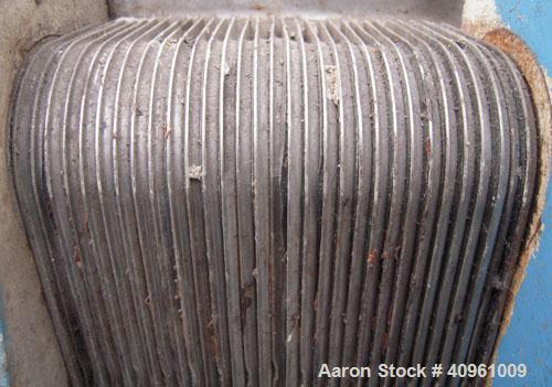 Used APV Plate Heat Exchanger, Type HXL(6), 317 stainless steel. Approximately 61 square feet. (31) approximate 8" wide x 32" long plates. 2" inlet/outlet. Expandable stainless steel frame.