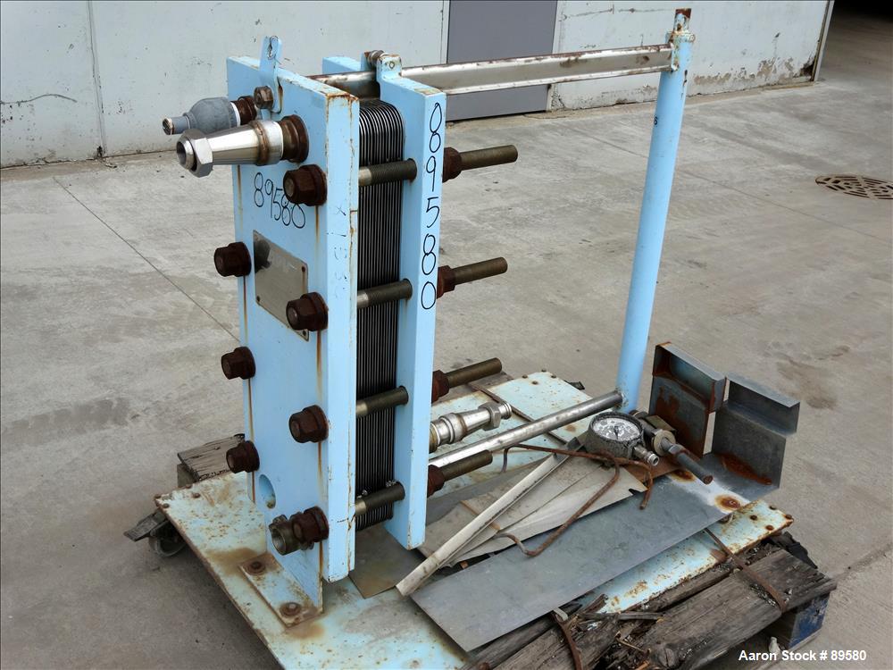Used Stainless Steel APV Plate Heat Exchanger, Model HXU-8, Approximately 19 Sq