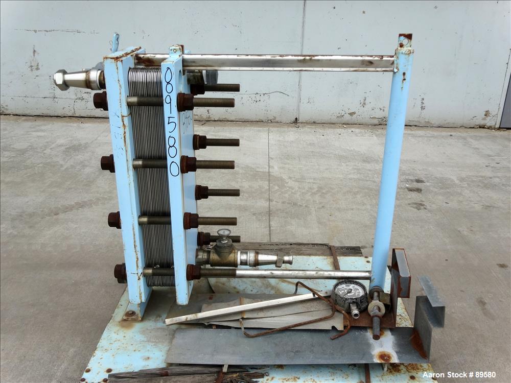 Used Stainless Steel APV Plate Heat Exchanger, Model HXU-8, Approximately 19 Sq