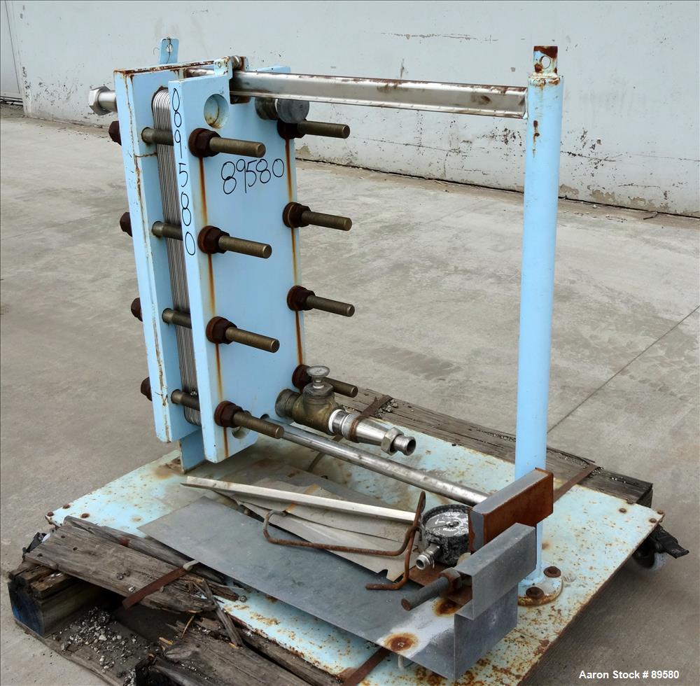 Used Stainless Steel APV Plate Heat Exchanger, Model HXU-8, Approximately 19 Sq