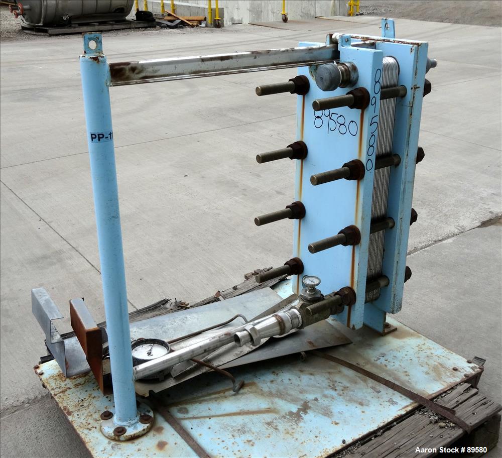 Used Stainless Steel APV Plate Heat Exchanger, Model HXU-8, Approximately 19 Sq