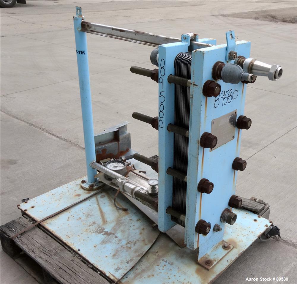 Used Stainless Steel APV Plate Heat Exchanger, Model HXU-8, Approximately 19 Sq