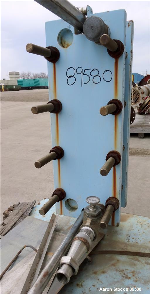 Used Stainless Steel APV Plate Heat Exchanger, Model HXU-8, Approximately 19 Sq