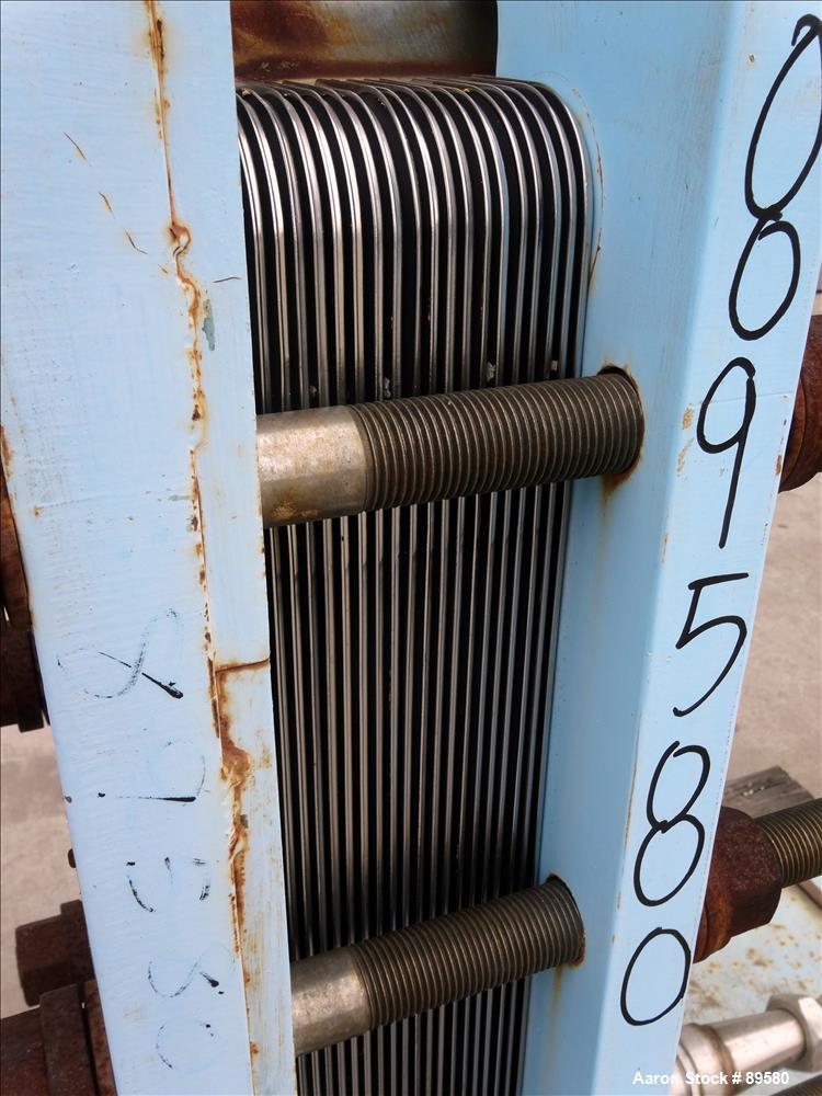 Used Stainless Steel APV Plate Heat Exchanger, Model HXU-8, Approximately 19 Sq