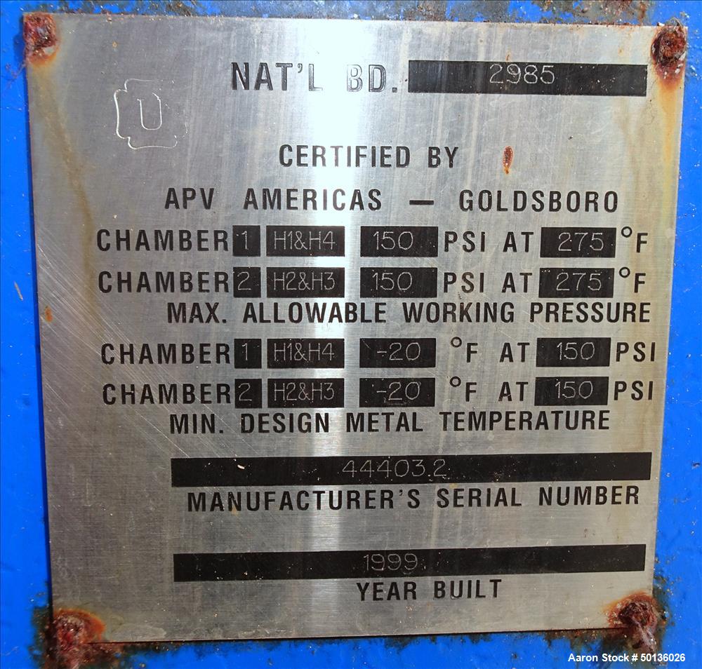 Used- APV Plate Heat Exchanger, Model N35MGS-10, 316 Stainless Steel.