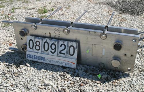 USED:APV plate heat exchanger, model R45S, 316 stainless steel.Approx 165 sq ft. (22) 17" wide x 60" long plates, expandable frame.(8) 4-7/8" tri-clamp inlets/outlets.