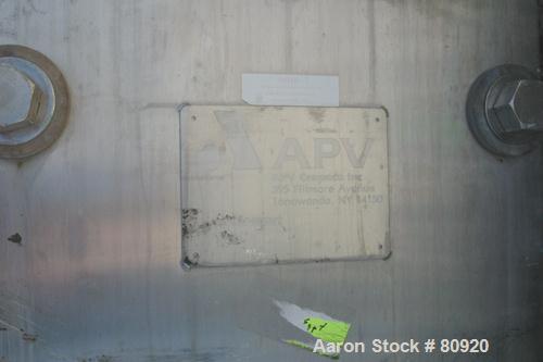 USED:APV plate heat exchanger, model R45S, 316 stainless steel.Approx 165 sq ft. (22) 17" wide x 60" long plates, expandable frame.(8) 4-7/8" tri-clamp inlets/outlets.
