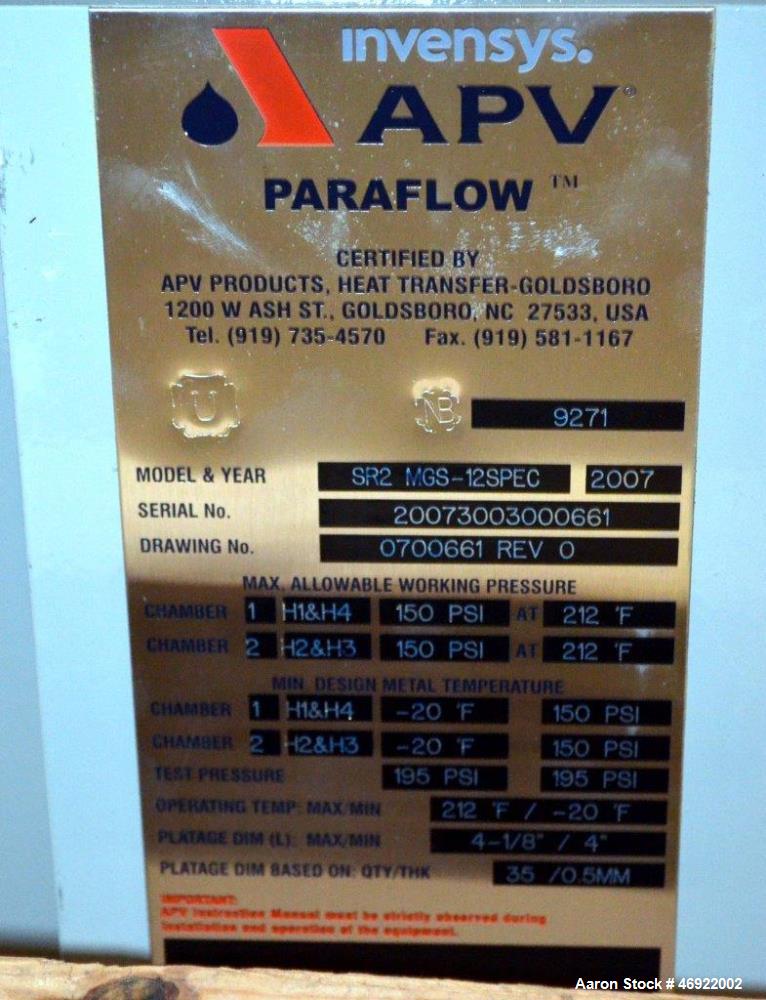 Unused- APV Paraflow Plate Heat Exchanger