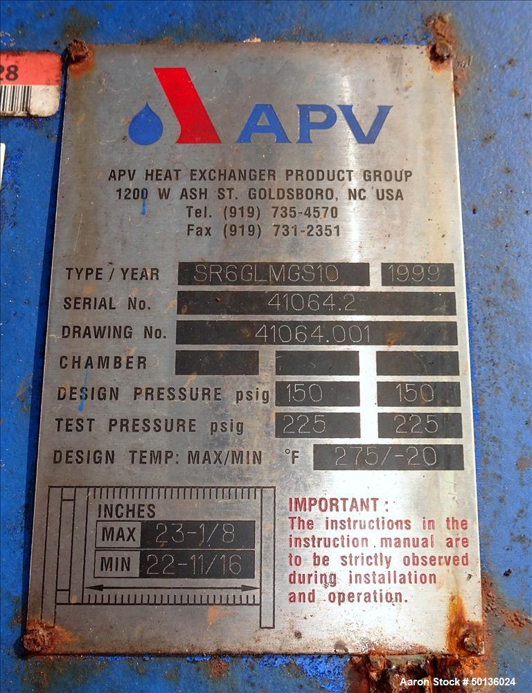 Used- APV Plate Heat Exchanger, Stainless Steel.