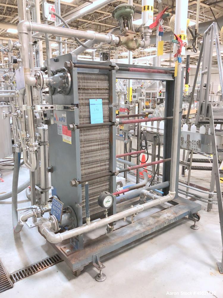 Used APV Plate Heat Exchanger, Model SR6GL, Serial# 30963.1. National Board # 242. Approximately (41) 772/757 mm plates. Rated 150 PSI @ 275 F and -20 F @ 150 PSI. Stainless Steel Construction. Built...