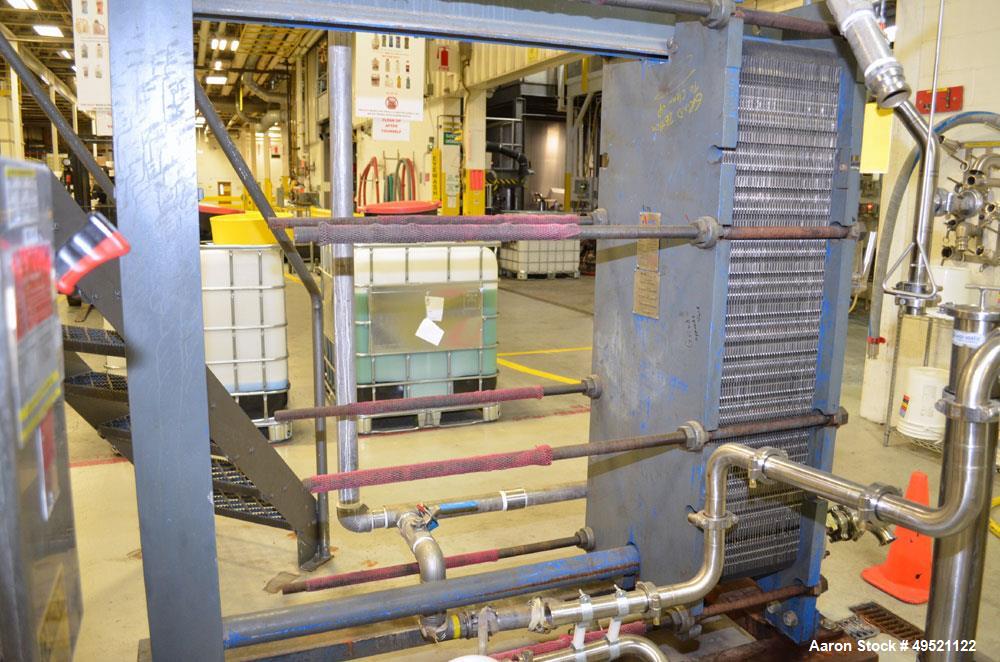 Used APV Plate Heat Exchanger, Model SR6GL, Serial# 30963.1. National Board # 242. Approximately (41) 772/757 mm plates. Rated 150 PSI @ 275 F and -20 F @ 150 PSI. Stainless Steel Construction. Built...
