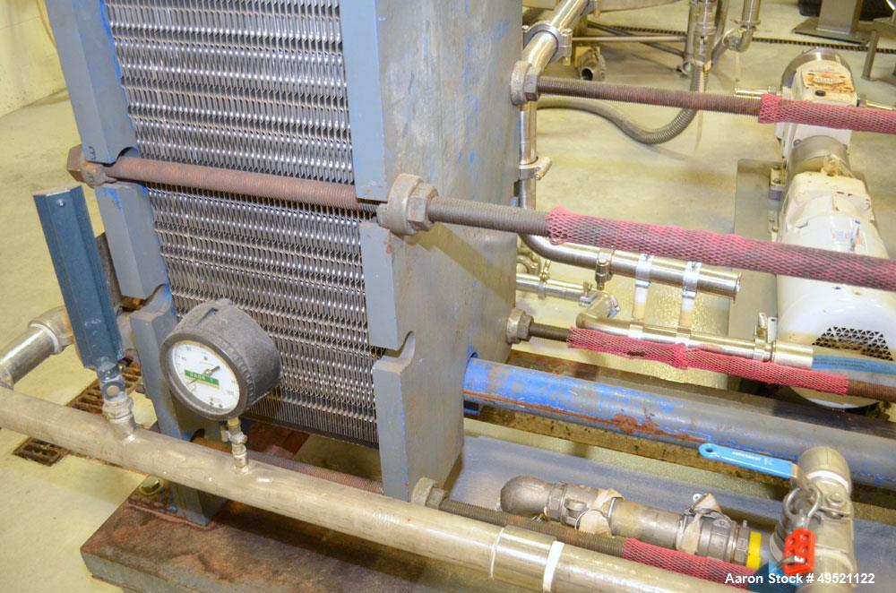 Used APV Plate Heat Exchanger, Model SR6GL, Serial# 30963.1. National Board # 242. Approximately (41) 772/757 mm plates. Rated 150 PSI @ 275 F and -20 F @ 150 PSI. Stainless Steel Construction. Built...