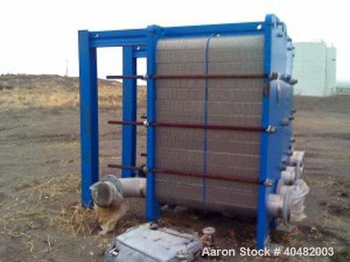 Used APV plate heat exchanger, model SR9-MGS-12. Built 2004. 166 plates for a total surface area of 1407 square feet. Plates are constructed of 316 stainless steel. Design temperature 300 deg F max, ...