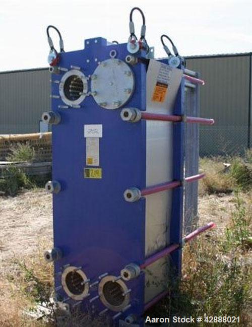 Unused- Alfa Laval Plate Exchanger, 450.70 Square Feet, Model Widegap 200S-FG. (71) Approximately 24’’ wide x 62’’ tall x (0.80) mm thick 316 stainless steel plates. Designed 150 psi at –20 to 230 de...
