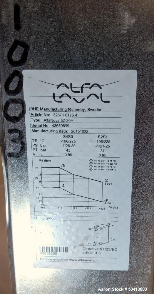 Unused- Alfa Laval Alfa Nova Fusion-Bonded Plate Heat Exchanger, Model 52-20H, 1