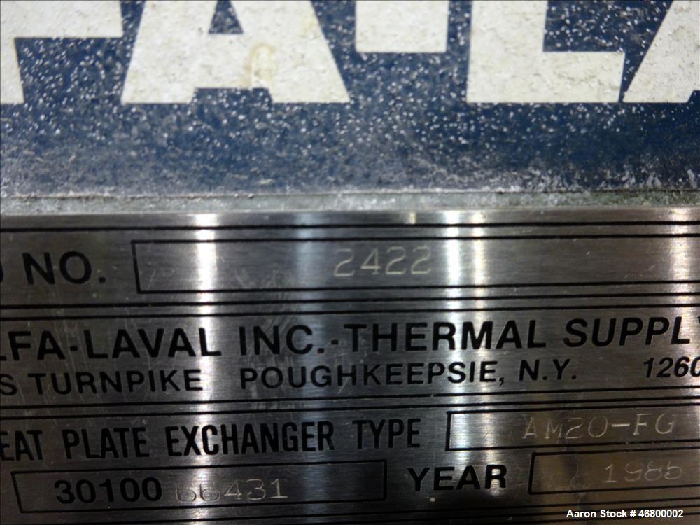 Used- Alfa Laval Plate Heat Exchanger, Type AM20-FG