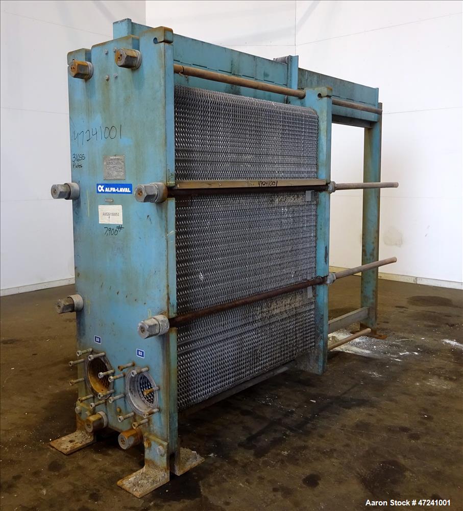 Used- Alfa Laval Plate Type Heat Exchanger, Model AM20-FG, Surface Area 1,351.50