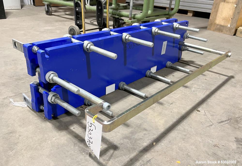 Used- Alfa Laval Plate Heat Exchanger, Model AQ2L-FD, 74.1 Square Feet, Vertical. (29) Stainless steel 0.4mm thick plates. R...