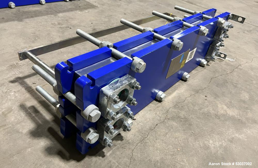 Used- Alfa Laval Plate Heat Exchanger, Model AQ2L-FD, 74.1 Square Feet, Vertical. (29) Stainless steel 0.4mm thick plates. R...