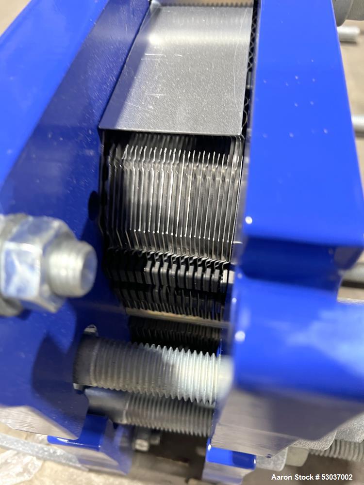 Used- Alfa Laval Plate Heat Exchanger, Model AQ2L-FD, 74.1 Square Feet, Vertical. (29) Stainless steel 0.4mm thick plates. R...