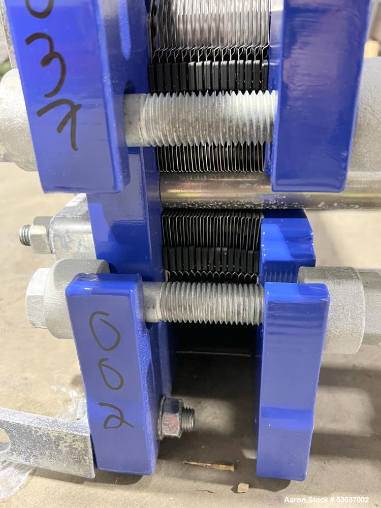 Used- Alfa Laval Plate Heat Exchanger, Model AQ2L-FD, 74.1 Square Feet, Vertical. (29) Stainless steel 0.4mm thick plates. R...