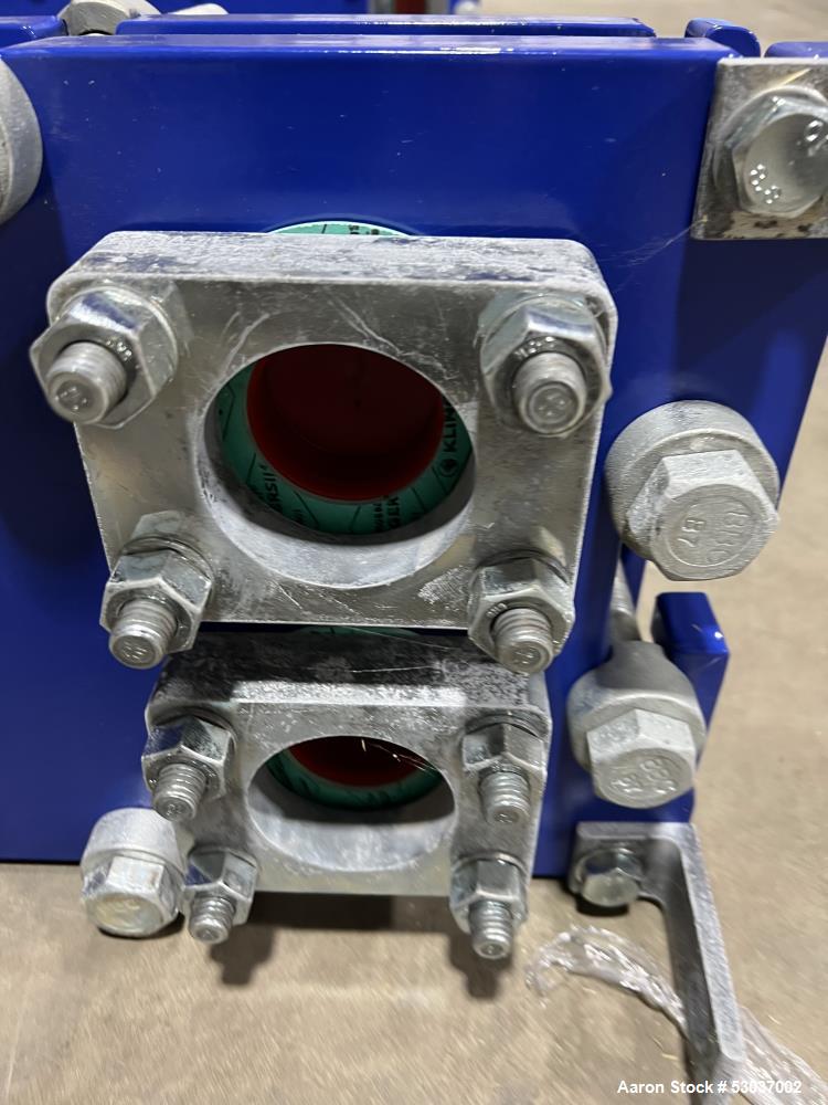 Used- Alfa Laval Plate Heat Exchanger, Model AQ2L-FD, 74.1 Square Feet, Vertical. (29) Stainless steel 0.4mm thick plates. R...