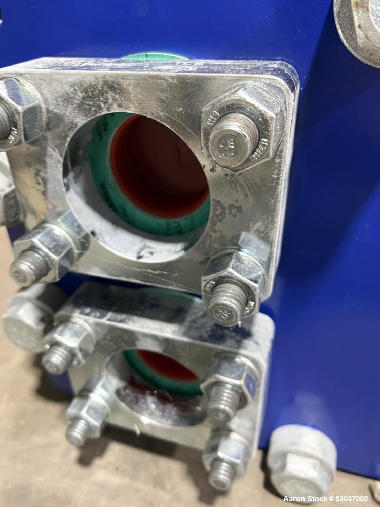 Used- Alfa Laval Plate Heat Exchanger, Model AQ2L-FD, 74.1 Square Feet, Vertical. (29) Stainless steel 0.4mm thick plates. R...