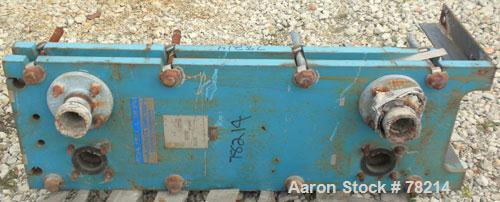 Used Mueller Accu-Therm Plate Heat Exchanger, Approximately 28 Square Feet, Model AT20 C-20, 316 Stainless Steel. (12) plates approximately 14" wide x 37" tall. Rated 100 PSI at 150 Degrees F. 3" inl...