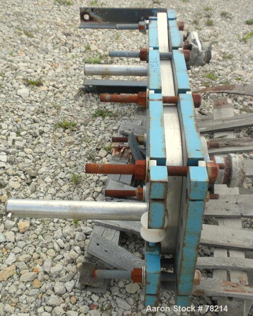 Used Mueller Accu-Therm Plate Heat Exchanger, Approximately 28 Square Feet, Model AT20 C-20, 316 Stainless Steel. (12) plates approximately 14" wide x 37" tall. Rated 100 PSI at 150 Degrees F. 3" inl...