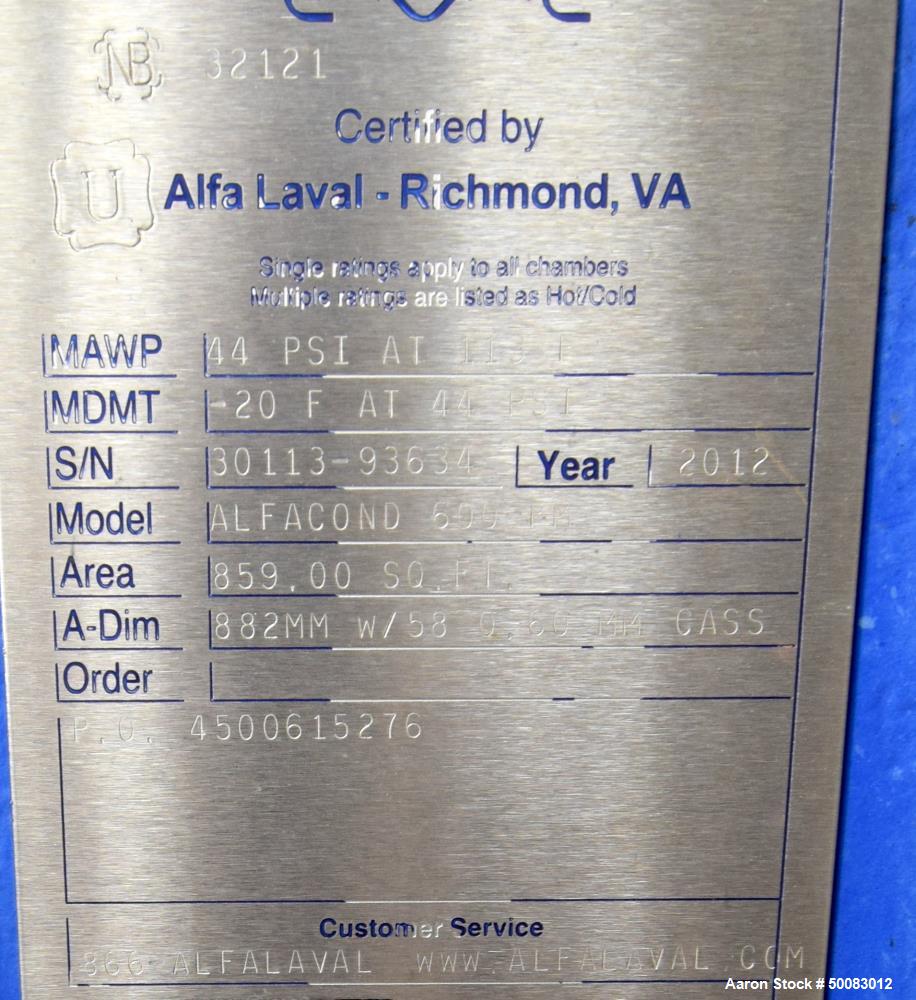 Used Alfa Laval AlfaCond Plate Surface Condenser,  Model AlfaCond 600-FM, 859 S