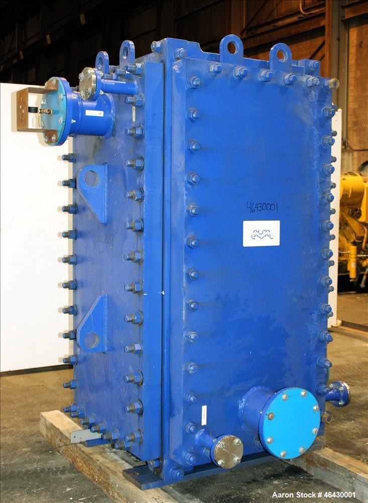 Unused- Alfa-Laval Compabloc Welded Plate Heat Exchanger, 2063.4 Square Feet Surface Area, Model CPL75-V-300, Vertical. (300) 316L Stainless steel plates. Hot side rated 150 psi/Full Vacuum at -20 to...