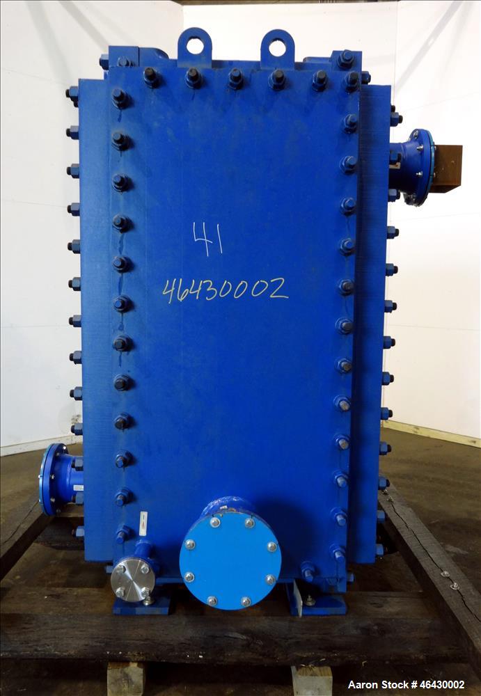 Unused- Alfa-Laval Compabloc Welded Plate Heat Exchanger, 2063.4 Square Feet Surface Area, Model CPL75-V-300, Vertical. (300) 316L Stainless steel plates. Hot side rated 150 psi/Full Vacuum at -20 to...