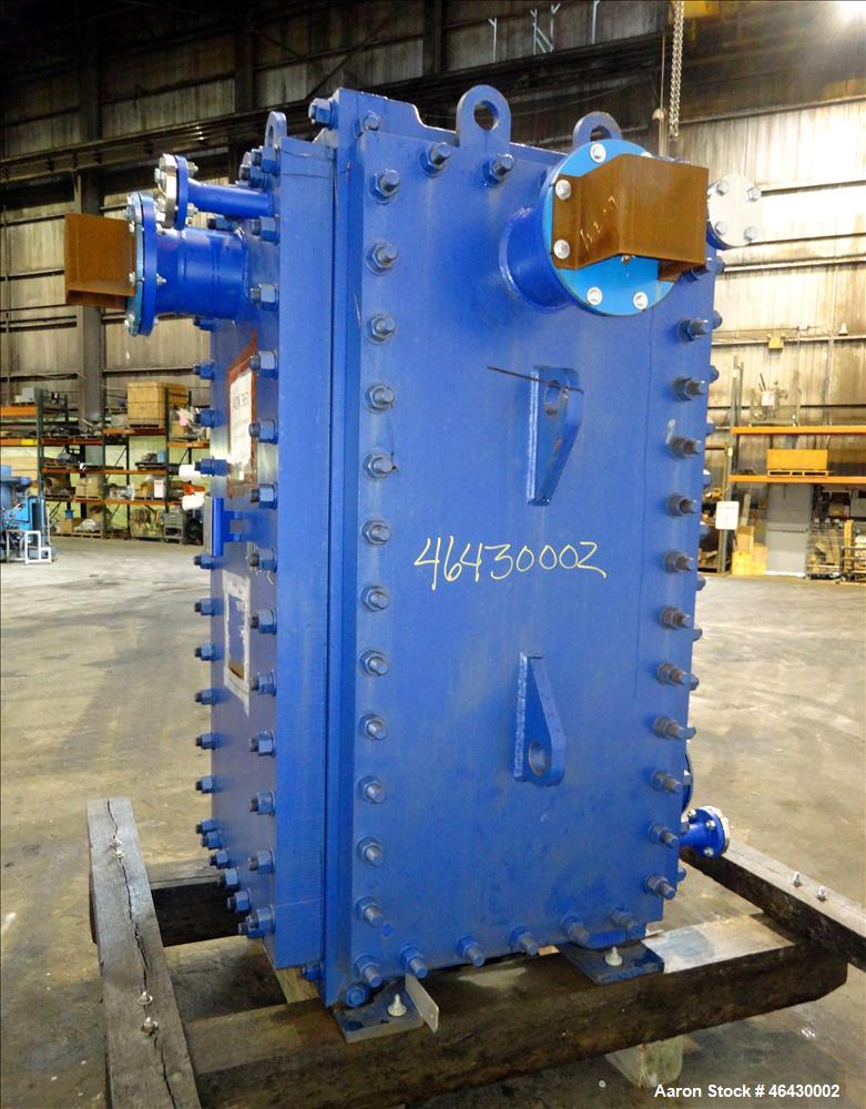 Unused- Alfa-Laval Compabloc Welded Plate Heat Exchanger, 2063.4 Square Feet Surface Area, Model CPL75-V-300, Vertical. (300) 316L Stainless steel plates. Hot side rated 150 psi/Full Vacuum at -20 to...