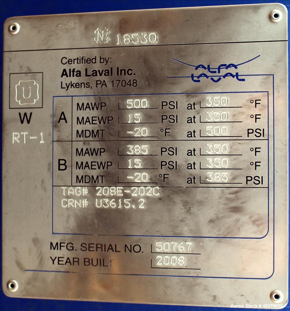 Used Alfa Laval Compabloc Heat Exchanger, Model CPL75-V-500, 3,439 Square Feet