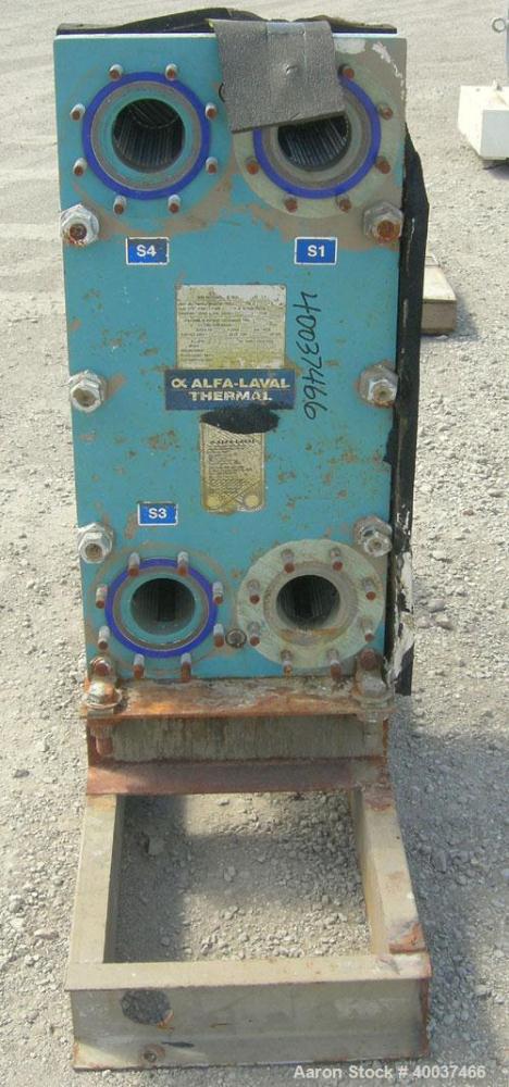 Used- Alfa Laval Plate Heat Exchanger, Model M10-BFG, 255 square feet, 304 stainless steel. (99) plates. Rated 150 psi at 23...