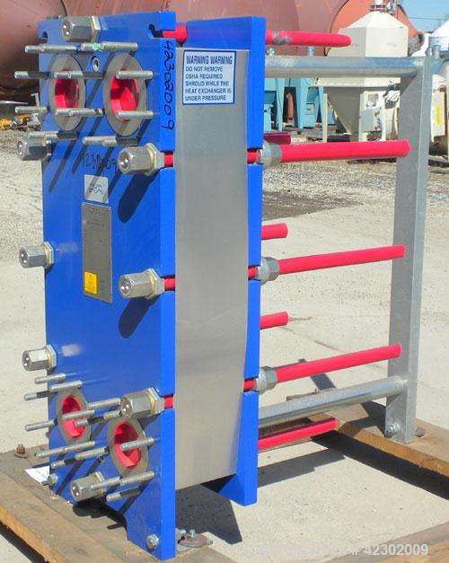 Unused- Alfa Laval Thermal Plate Exchanger, 149.80 Square Feet, Model M10-BFG. (60) 0.5 mm thick 316 stainless steel plates. Designed 150 psi at –20 to 86 deg.f.. (4) 4" Blind Inlets/Outlets. Mounted...