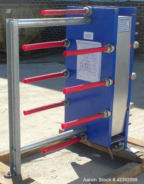 Unused- Alfa Laval Thermal Plate Exchanger, 149.80 Square Feet, Model M10-BFG. (60) 0.5 mm thick 316 stainless steel plates. Designed 150 psi at –20 to 86 deg.f.. (4) 4" Blind Inlets/Outlets. Mounted...