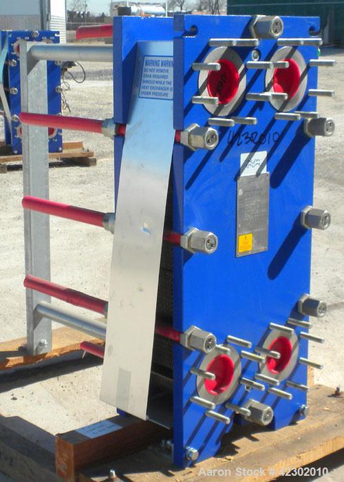 Unused- Alfa Laval Thermal Plate Exchanger, 149.80 Square Feet, Model M10-BFG. (60) 0.5 mm thick 316 stainless steel plates. Designed 150 psi at –20 to 86 deg F. (4) 4" Blind inlets/outlets. Mounted ...