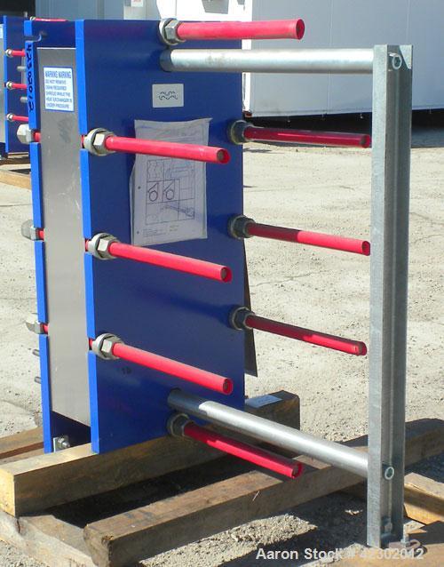 Unused- Alfa Laval Thermal Plate Exchanger, 149.80 Square Feet, Model M10-BFG. (60) 0.5 mm thick 316 stainless steel plates. Designed 150 psi at –20 to 86 deg F. (4) 4'' Blind inlets/outlets. Mounted...