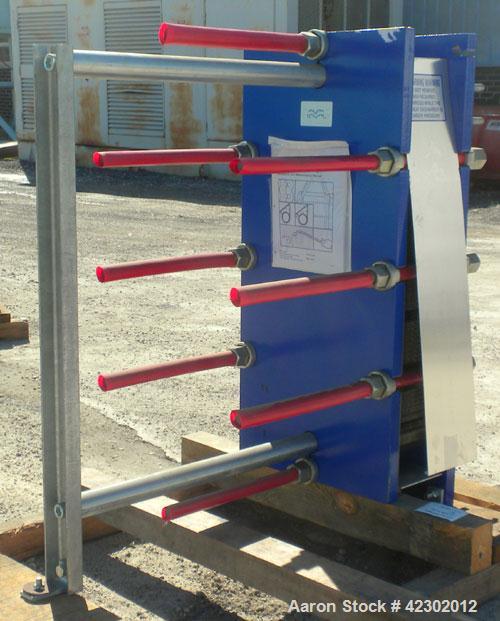 Unused- Alfa Laval Thermal Plate Exchanger, 149.80 Square Feet, Model M10-BFG. (60) 0.5 mm thick 316 stainless steel plates. Designed 150 psi at –20 to 86 deg F. (4) 4'' Blind inlets/outlets. Mounted...
